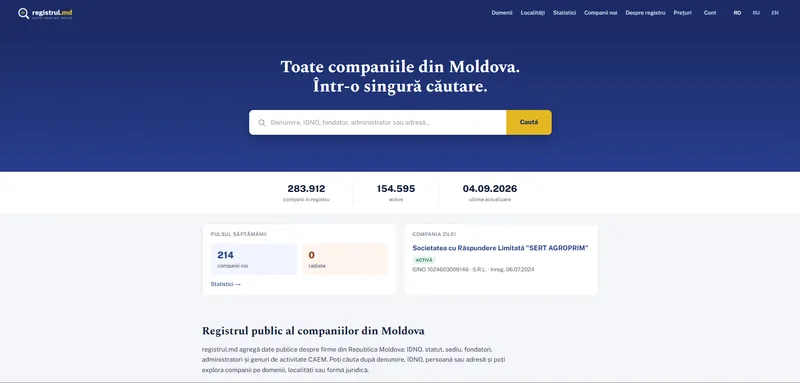 registrul.md — captură de ecran