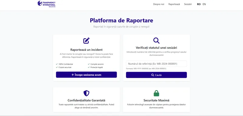 Transparency International Moldova — captură de ecran